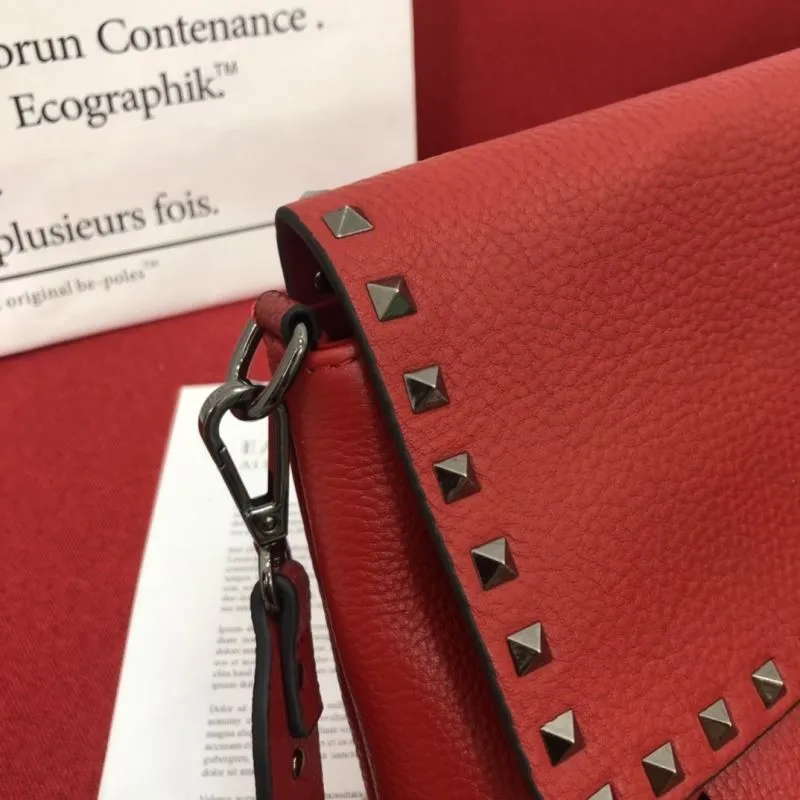 Valentino Red Studded Satchel Crossbody Bag - Image 5