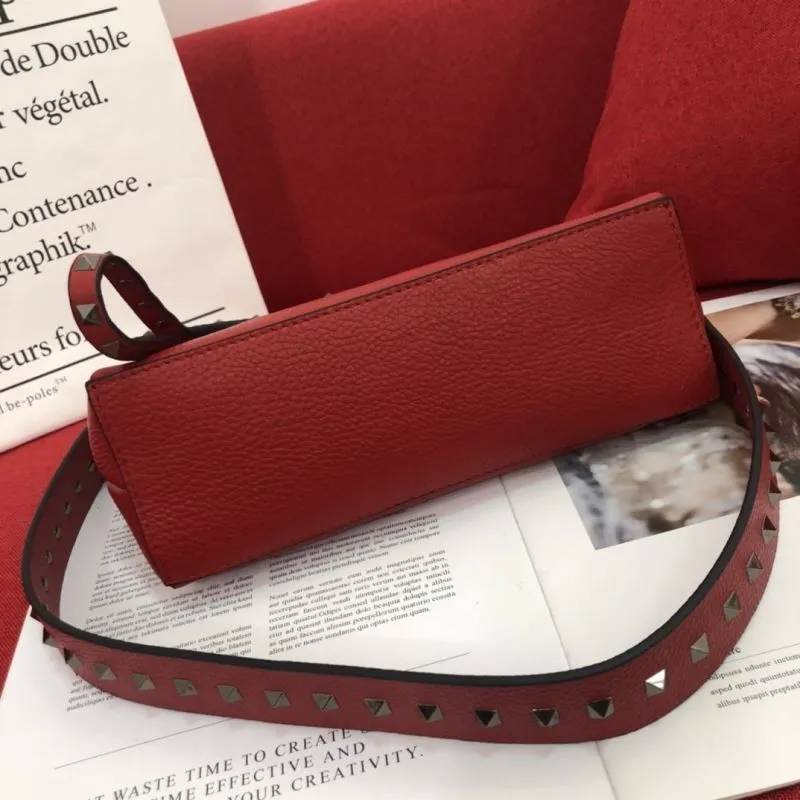Valentino Red Studded Satchel Crossbody Bag - Image 6