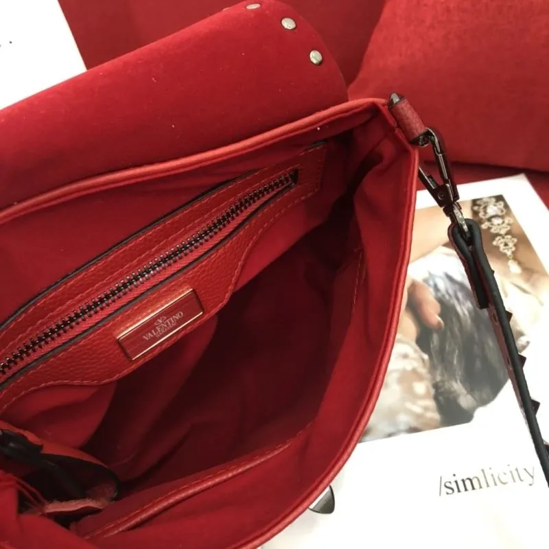 Valentino Red Studded Satchel Crossbody Bag - Image 8