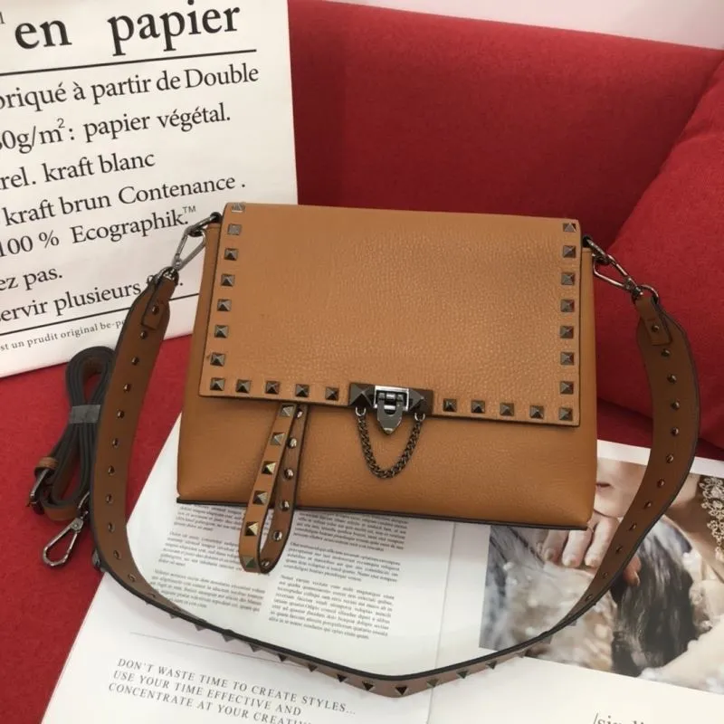 Valentino Brown Leather Satchel Bag 1084