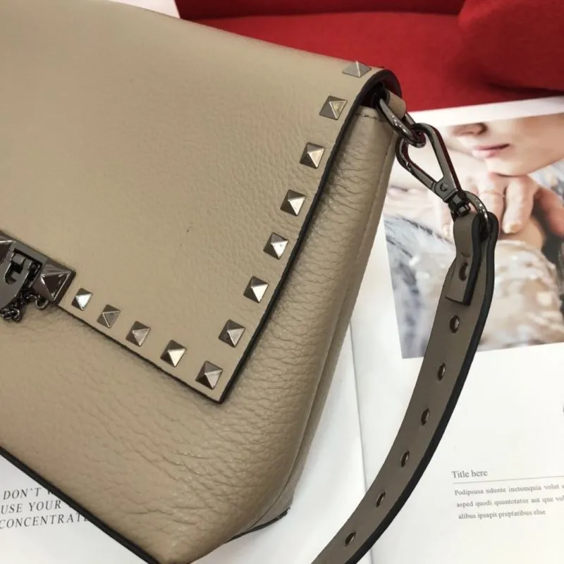 Valentino Taupe Crossbody Satchel Bag 1085 - Image 5
