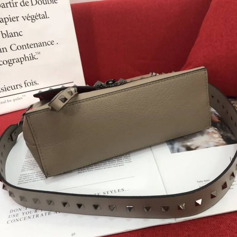 Valentino Taupe Crossbody Satchel Bag 1085 - Image 6