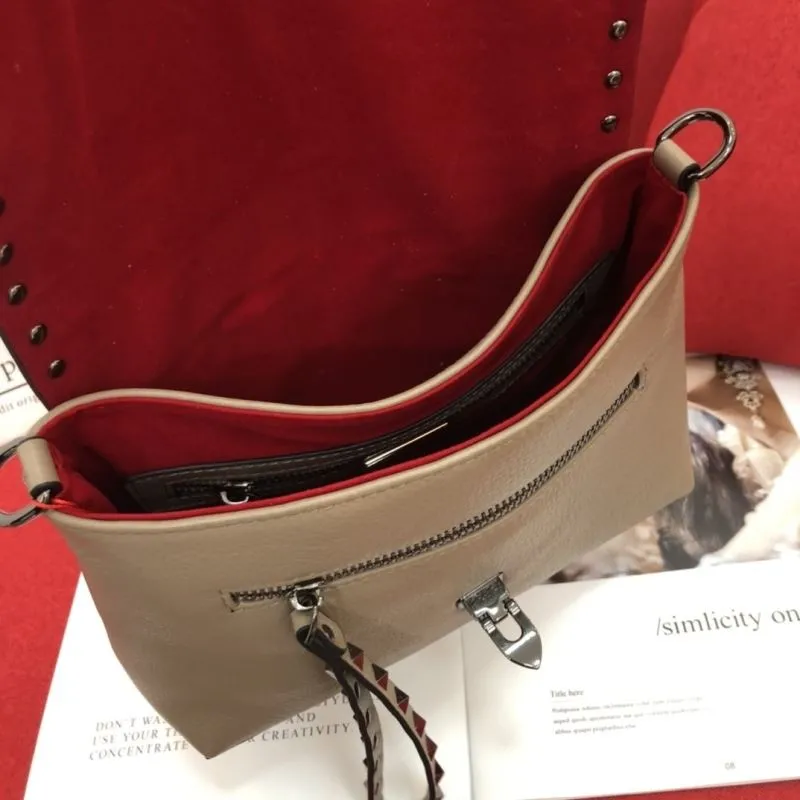 Valentino Taupe Crossbody Satchel Bag 1085 - Image 7