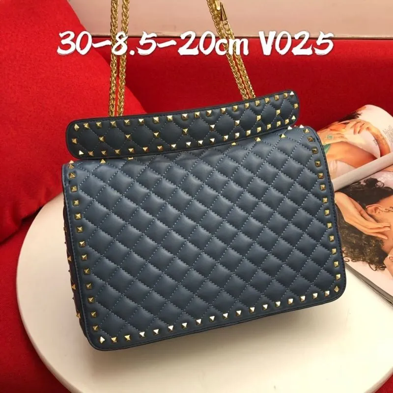 Valentino Blue Studded Satchel Bag V025 - Image 3