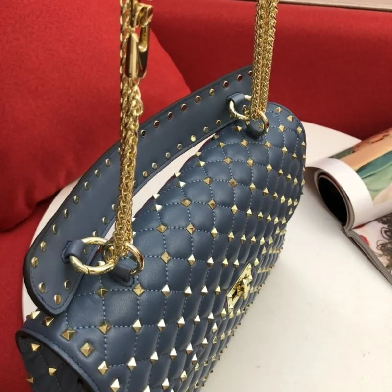 Valentino Blue Studded Satchel Bag V025 - Image 5