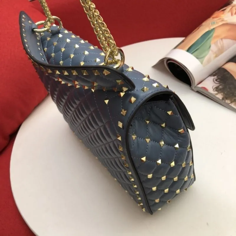 Valentino Blue Studded Satchel Bag V025 - Image 6