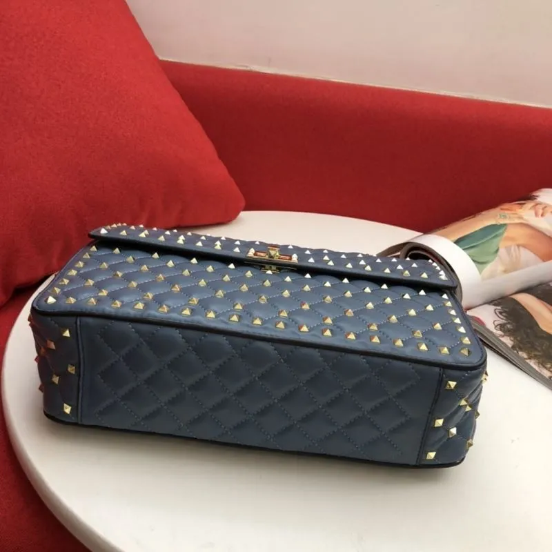 Valentino Blue Studded Satchel Bag V025 - Image 7