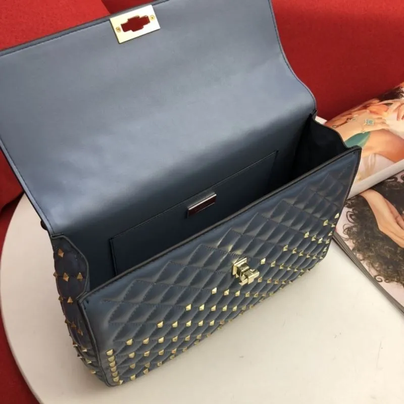 Valentino Blue Studded Satchel Bag V025 - Image 8