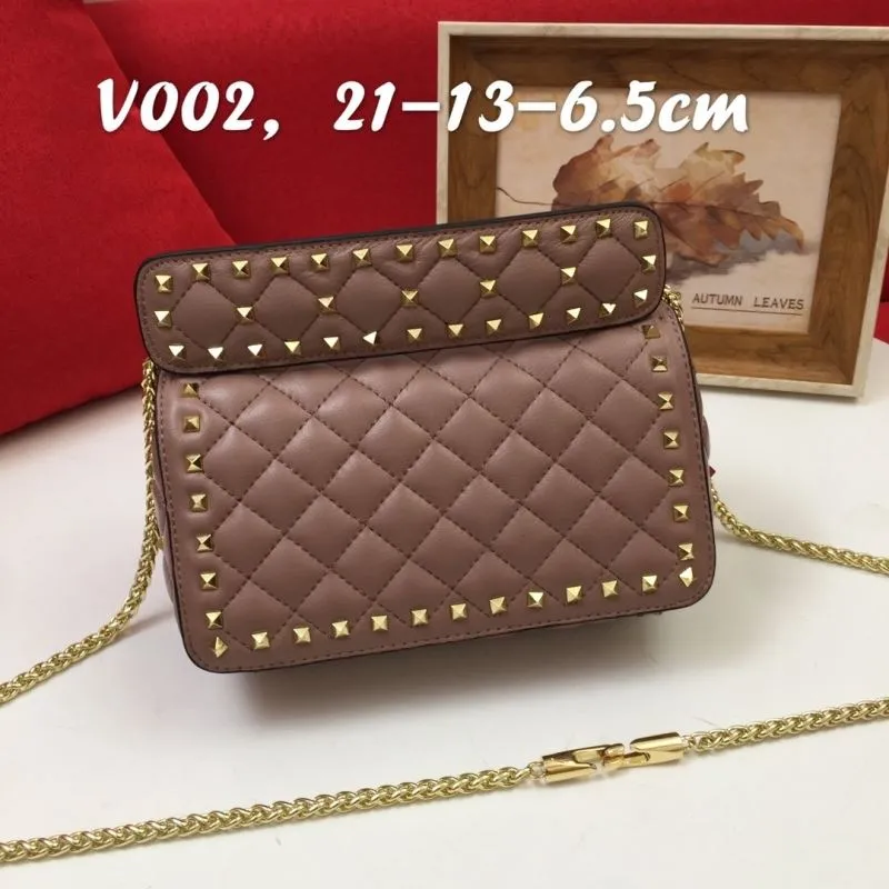 Valentino V002 Studded Taupe Leather Satchel Bag - Image 3