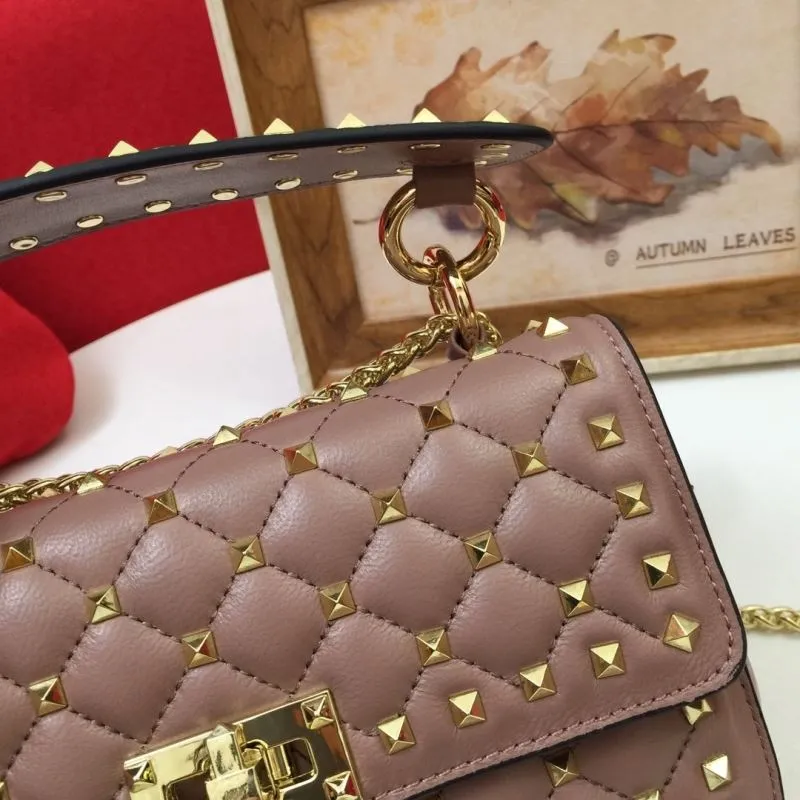 Valentino V002 Studded Taupe Leather Satchel Bag - Image 4