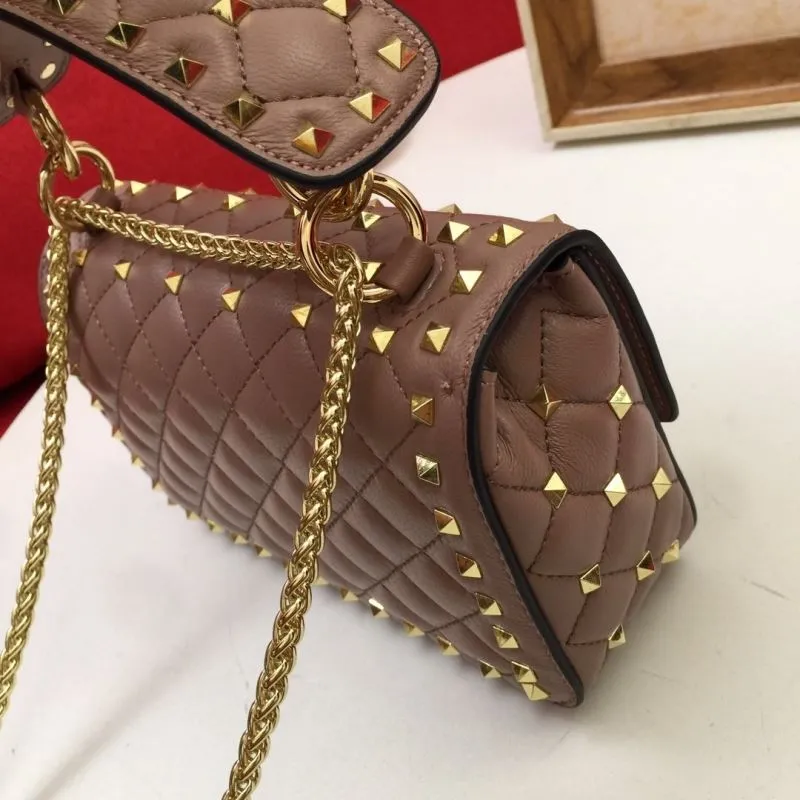 Valentino V002 Studded Taupe Leather Satchel Bag - Image 5