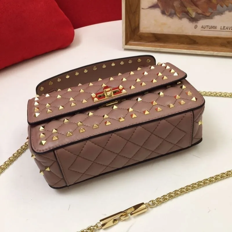Valentino V002 Studded Taupe Leather Satchel Bag - Image 6