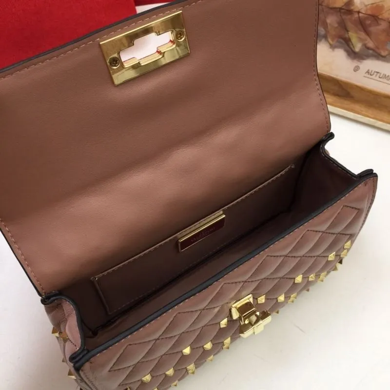 Valentino V002 Studded Taupe Leather Satchel Bag - Image 7