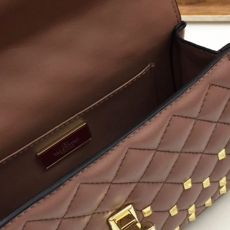 Valentino V002 Studded Taupe Leather Satchel Bag - Image 8