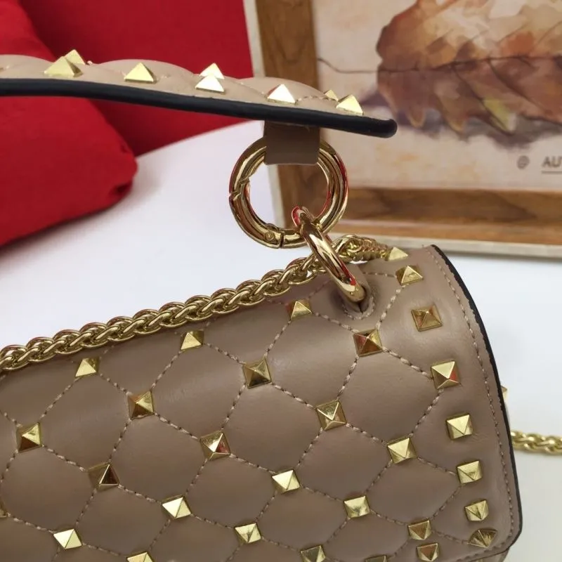 Valentino V002 Beige Studded Leather Satchel Bag - Image 4