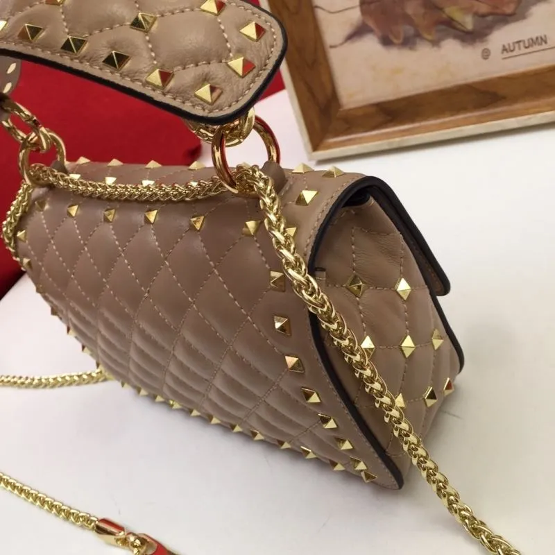 Valentino V002 Beige Studded Leather Satchel Bag - Image 5