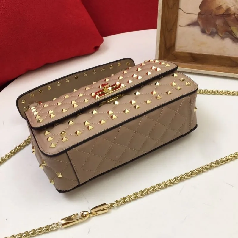 Valentino V002 Beige Studded Leather Satchel Bag - Image 6