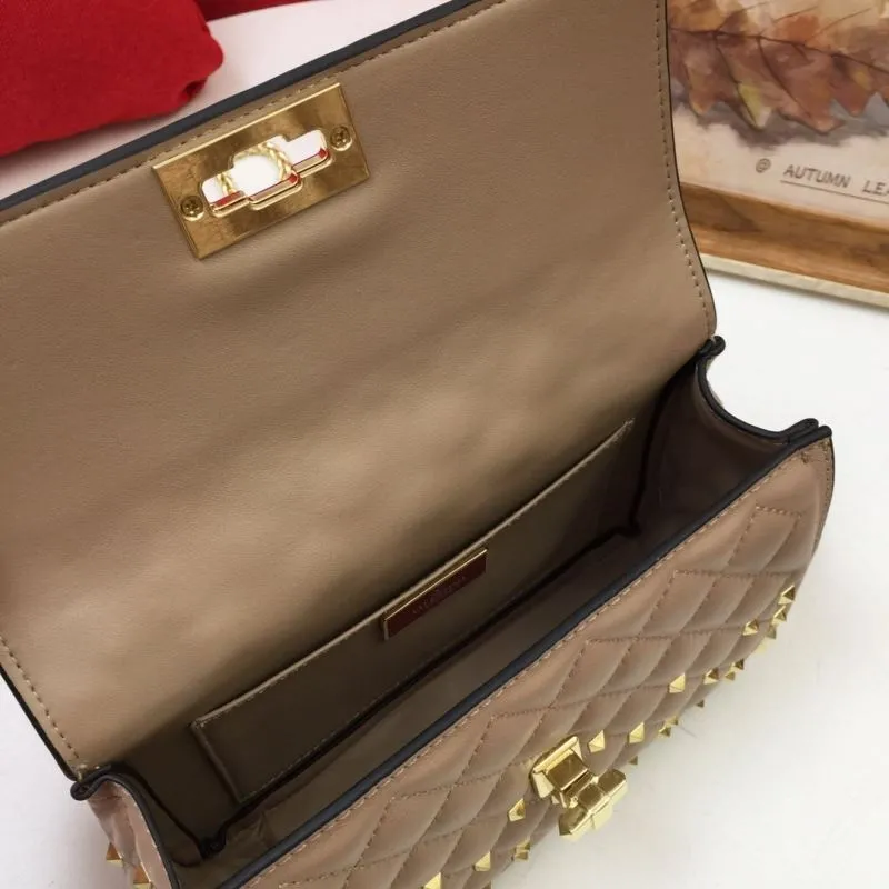 Valentino V002 Beige Studded Leather Satchel Bag - Image 7