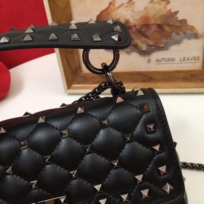Valentino V002 Black Studded Satchel Bag - Image 4