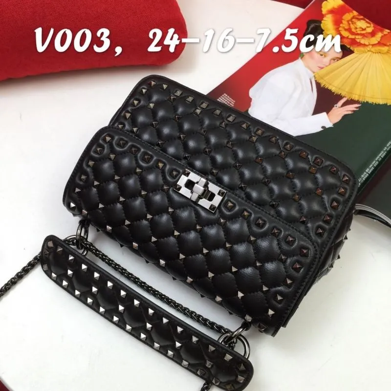 Valentino V003 Black Studded Leather Satchel Bag - Image 3