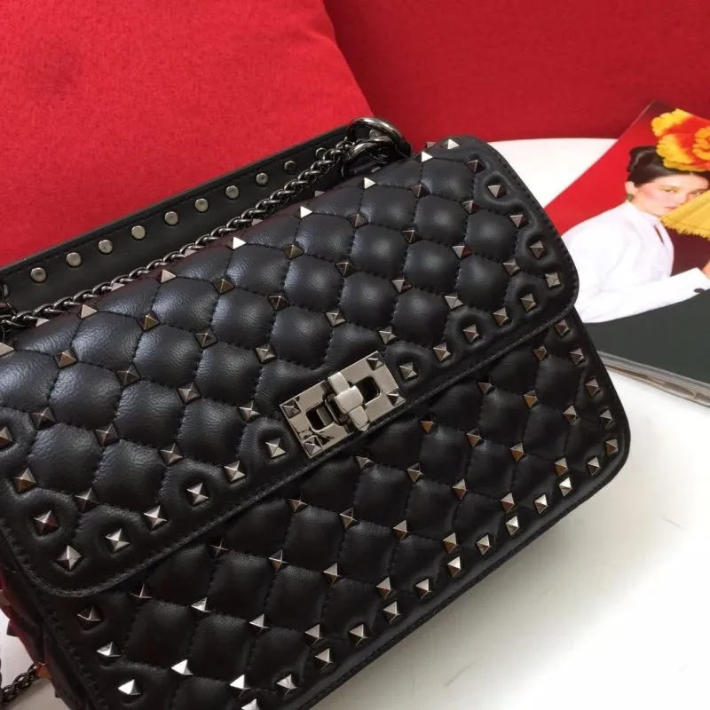 Valentino V003 Black Studded Leather Satchel Bag - Image 4