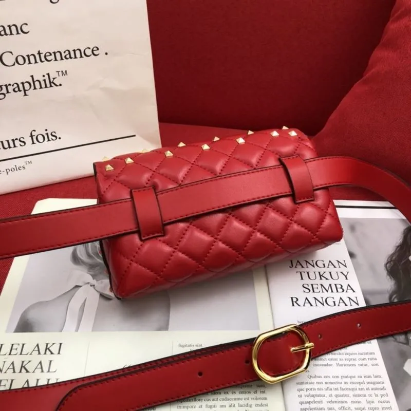 Valentino Red Studded Leather Satchel Bag - Image 5