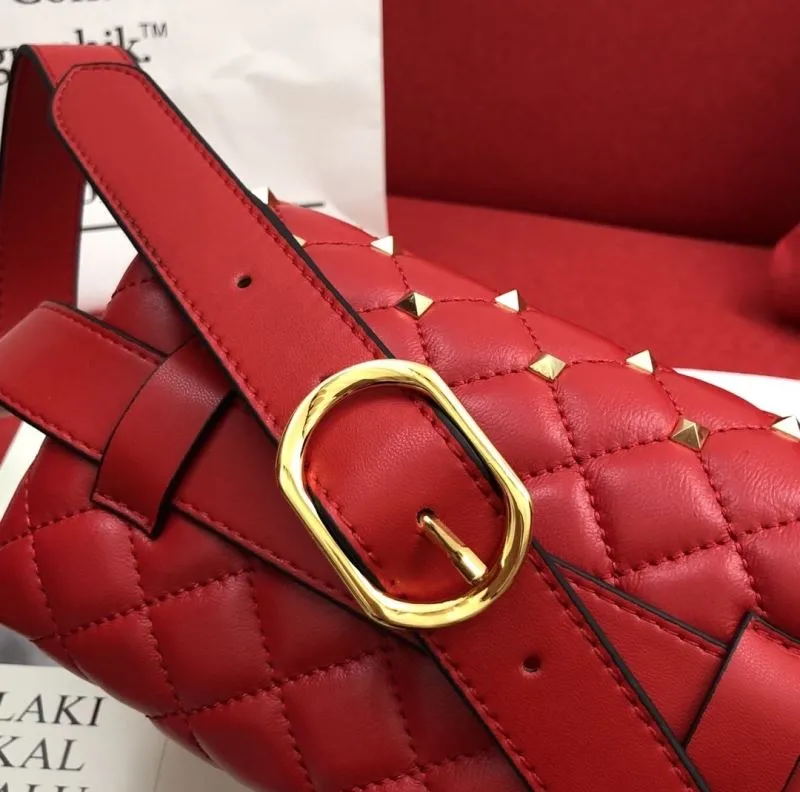 Valentino Red Studded Leather Satchel Bag - Image 6