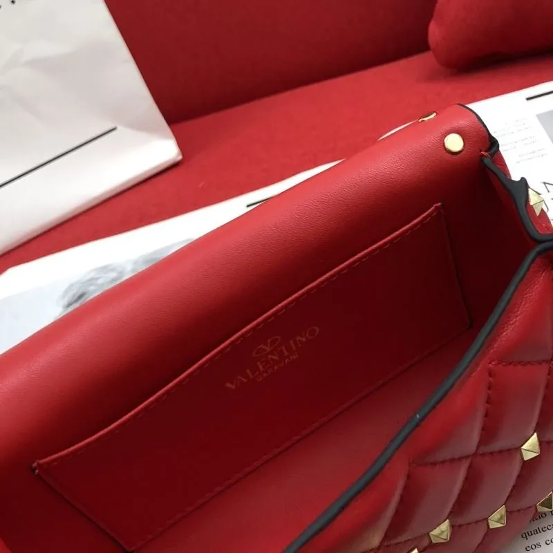 Valentino Red Studded Leather Satchel Bag - Image 9