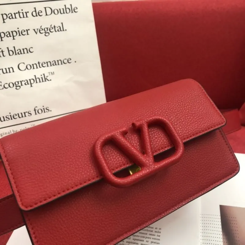 Valentino Red Leather Satchel Bag 1109 - Image 4