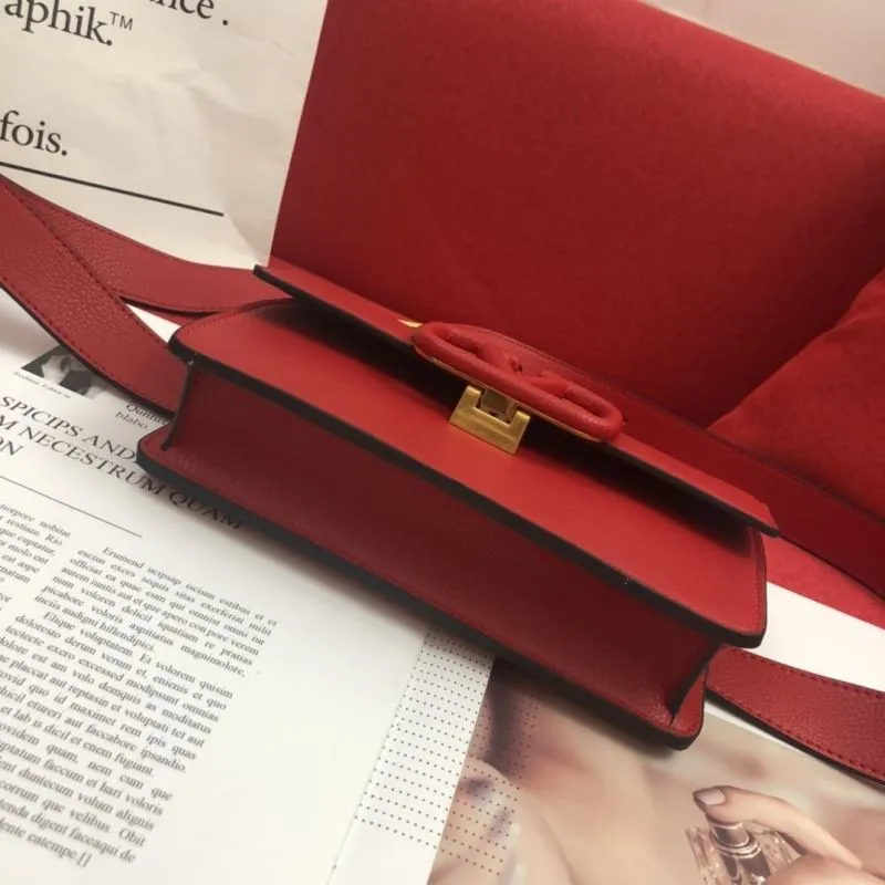 Valentino Red Leather Satchel Bag 1109 - Image 7