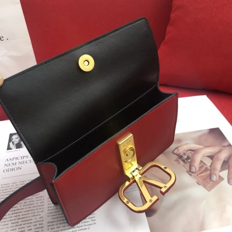 Valentino Red Leather Satchel Bag 1109 - Image 9