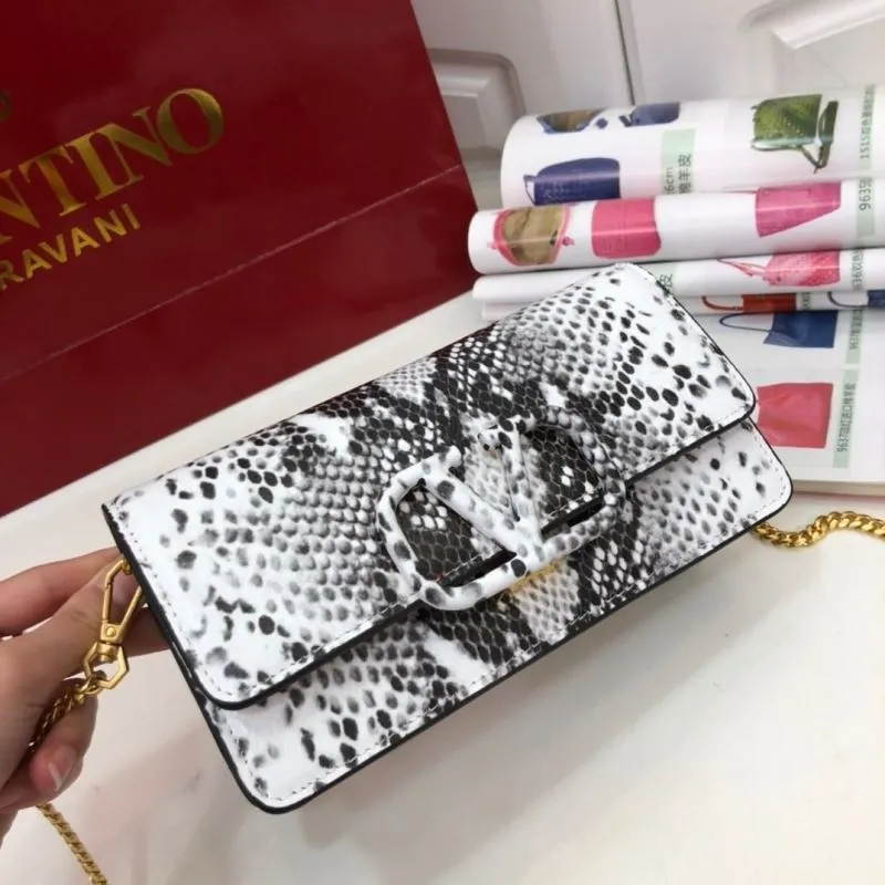 Alternative view of Valentino Garavani Black White Snake Print Crossbody Satchel Bag