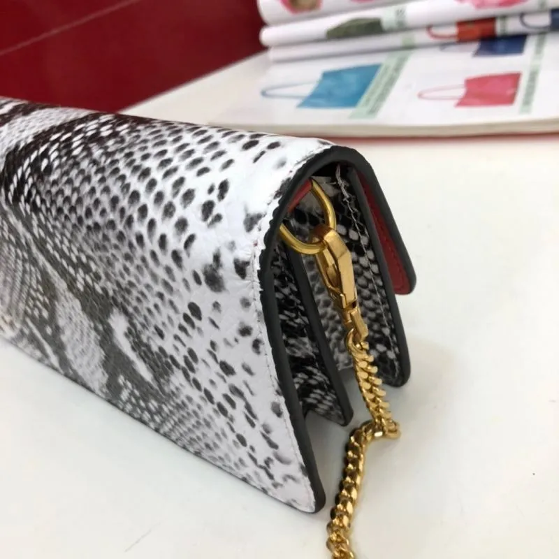 Valentino Garavani Black White Snake Print Crossbody Satchel Bag - Image 5