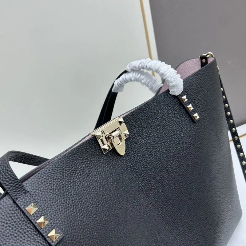 Valentino Black Leather Tote Bag 20244# - Image 4