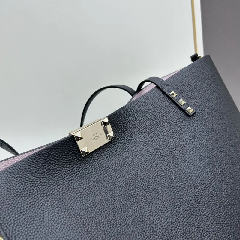 Valentino Black Leather Tote Bag 20244# - Image 6