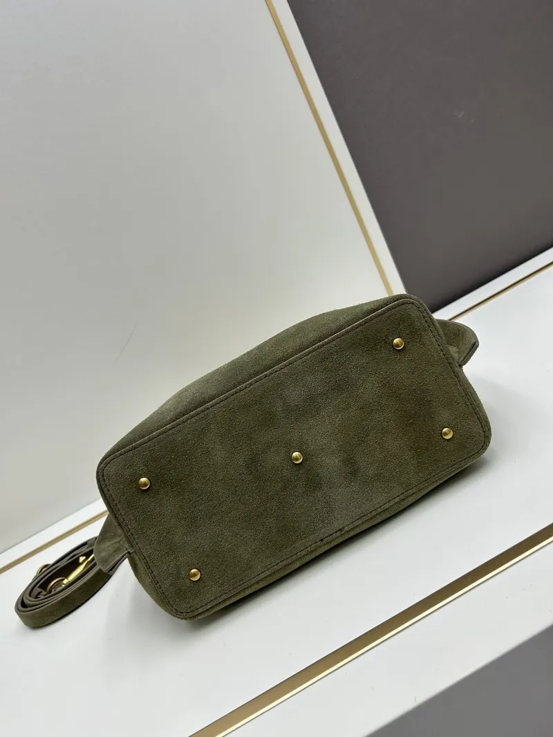 Valentino Olive Suede Tote Handbag with Shoulder Strap - Image 4