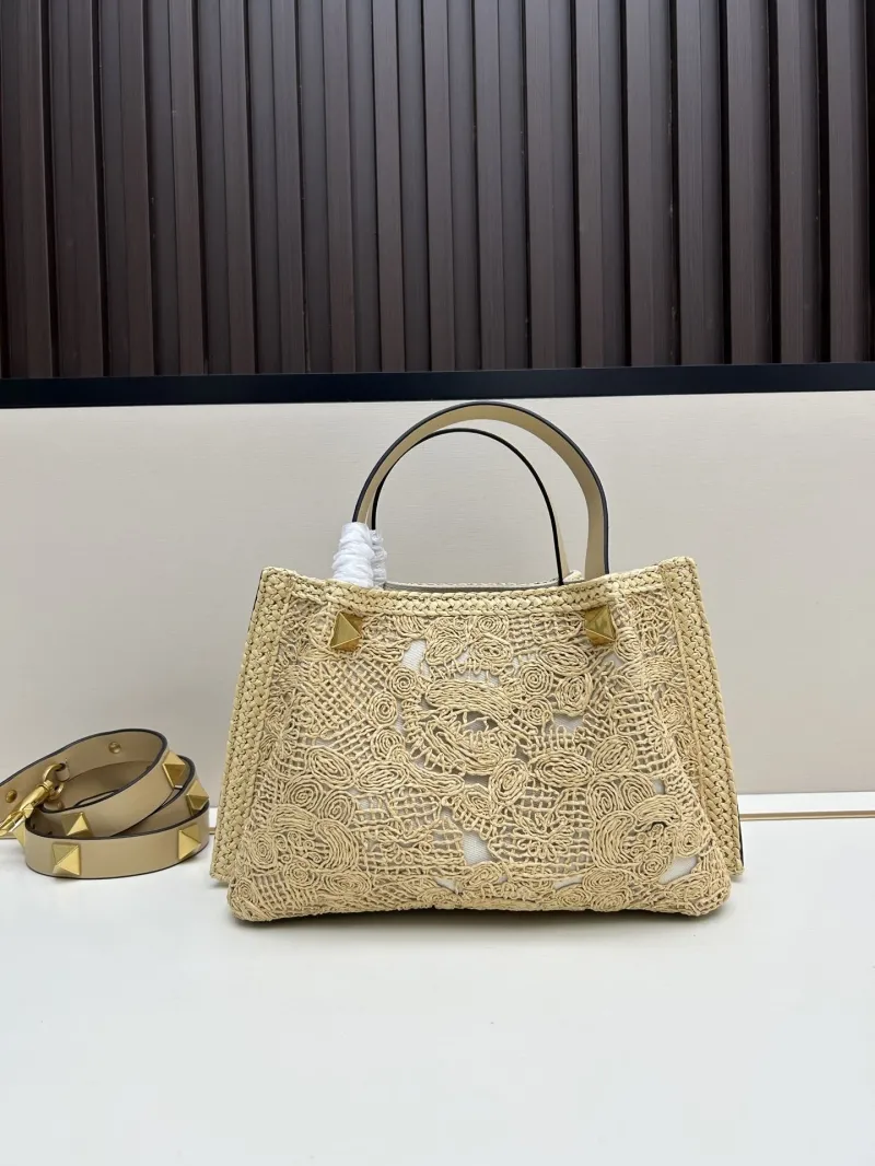 Valentino Beige Raffia Tote Bag 20268 - Image 3