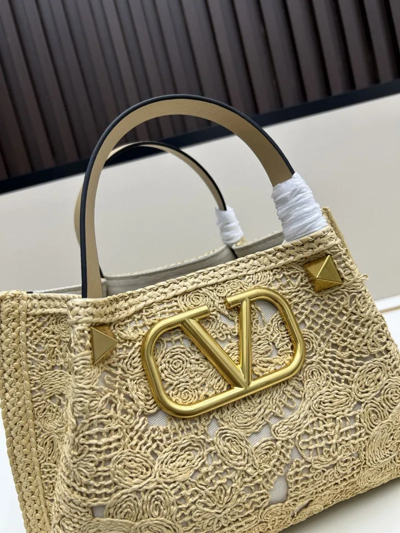Valentino Beige Raffia Tote Bag 20268 - Image 4