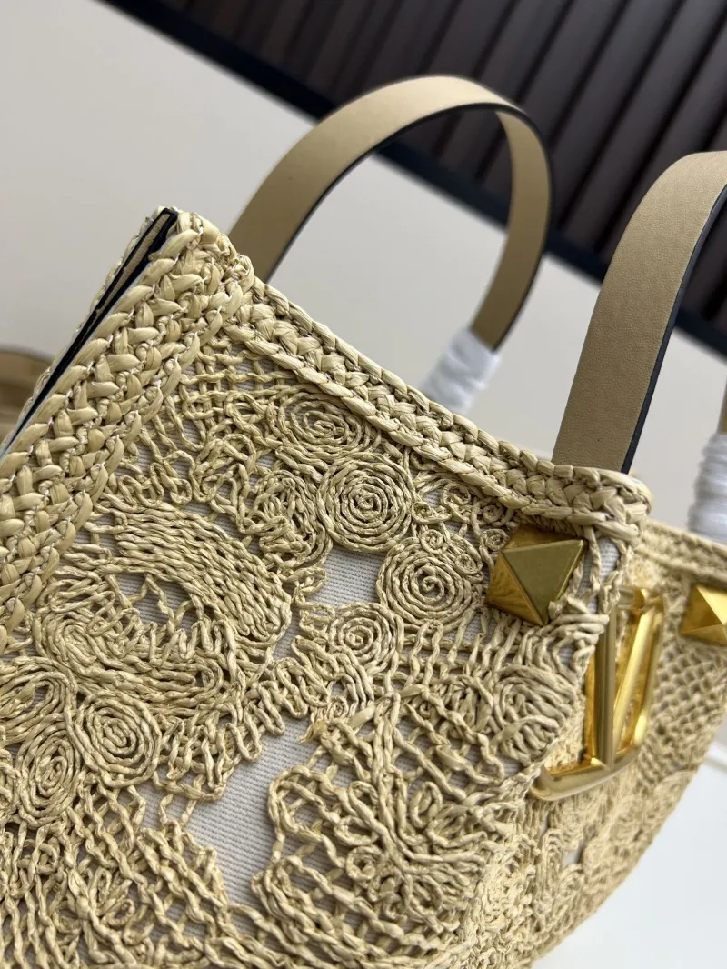 Valentino Beige Raffia Tote Bag 20268 - Image 6