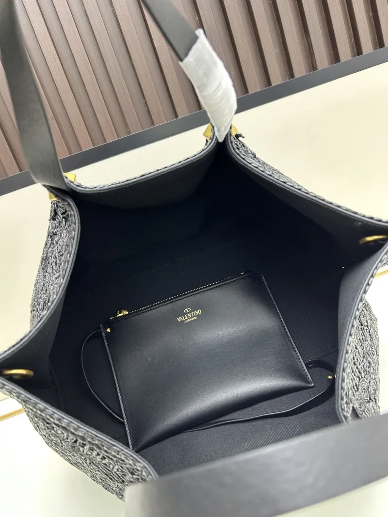 Valentino Black Woven Tote Bag 20269 - Image 7