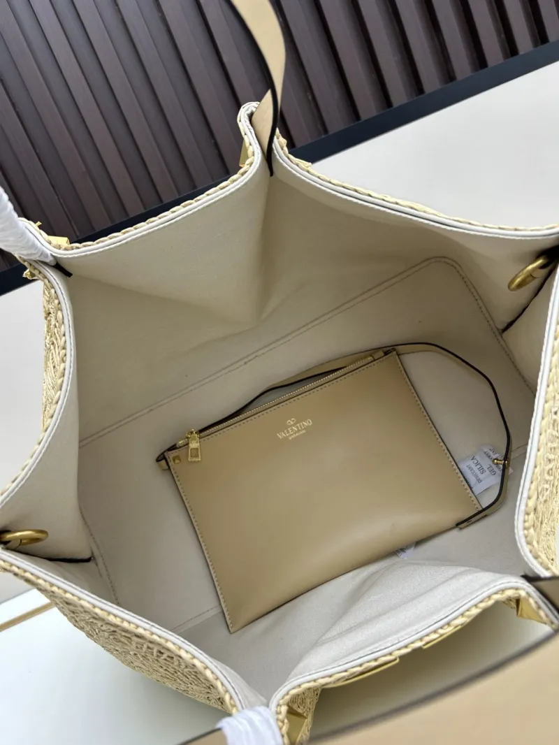 Valentino Beige Raffia Tote Bag Model 20269 35x25x17cm - Image 7