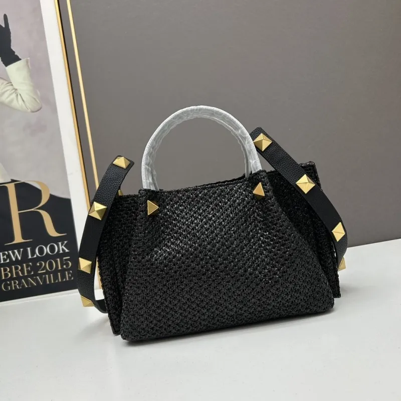 Valentino Black Woven Handbag 20235 Size 25x18x12cm - Image 3