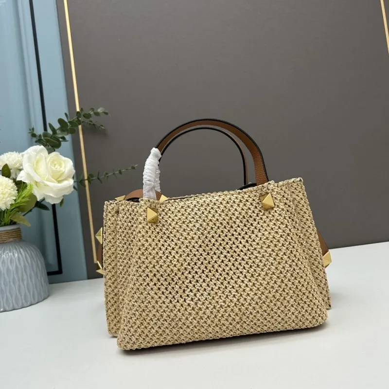 Valentino Woven Straw Tote Bag Beige 20235 - Image 3
