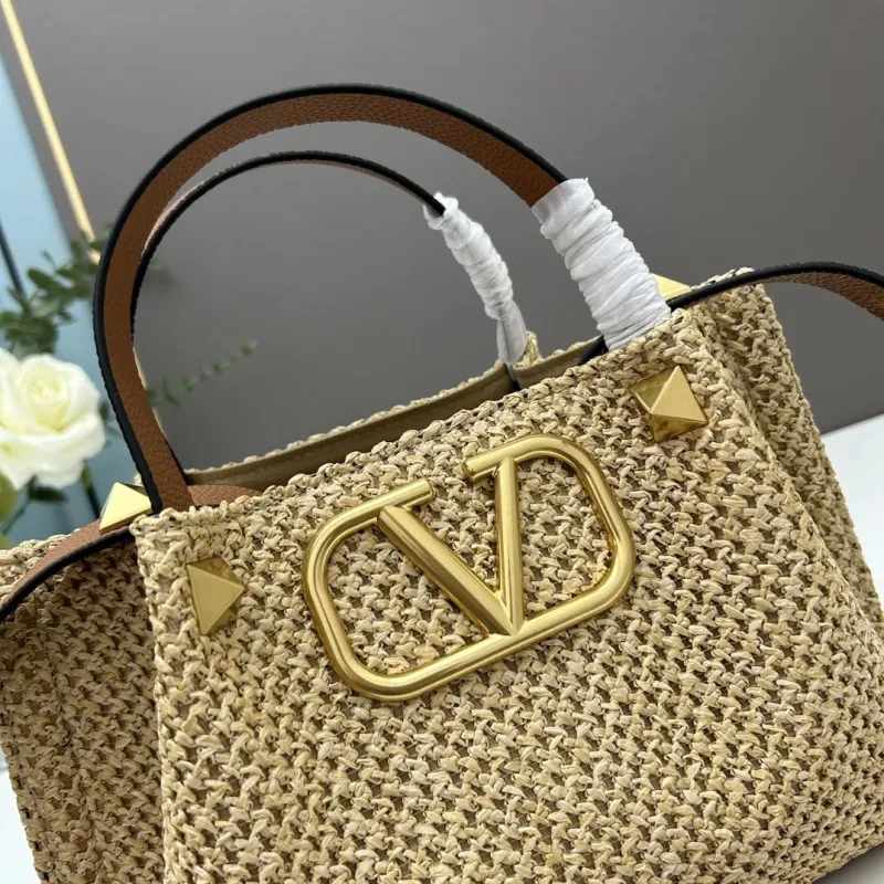 Valentino Woven Straw Tote Bag Beige 20235 - Image 4