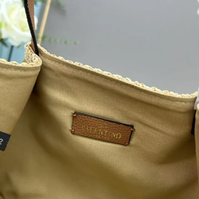 Valentino Woven Straw Tote Bag Beige 20235 - Image 7