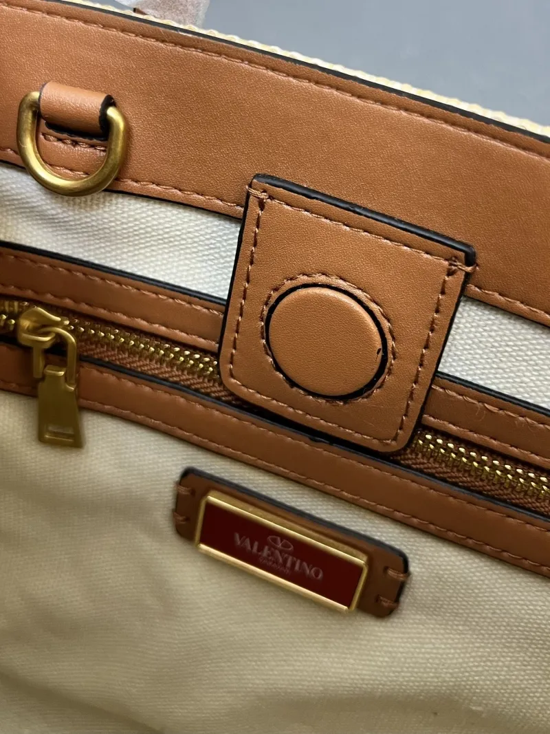 Valentino 1V5055 Small Beige Cherry Embroidered Tote Bag - Image 9