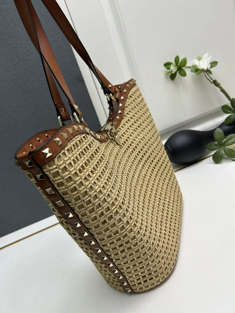 Valentino 5033 Beige Woven Tote Bag - Image 7