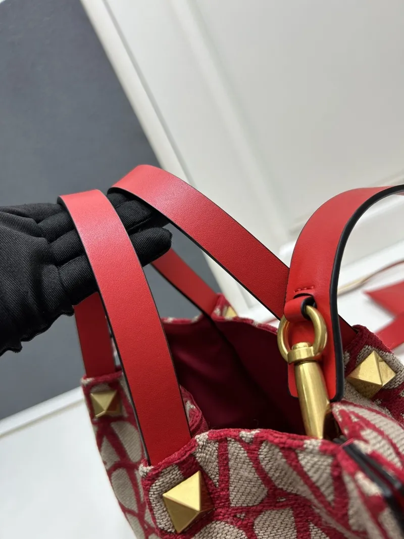 Valentino Small Red Canvas Tote Bag 5039-2 - Image 4