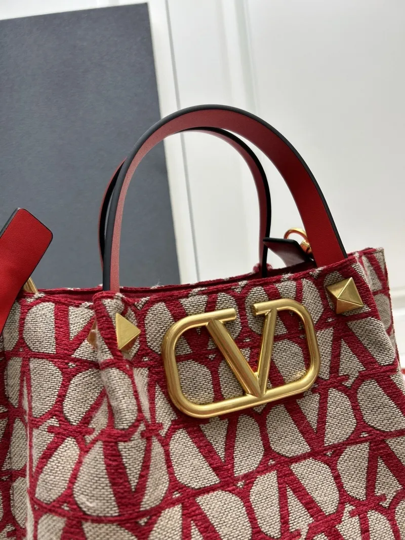 Valentino Small Red Canvas Tote Bag 5039-2 - Image 5