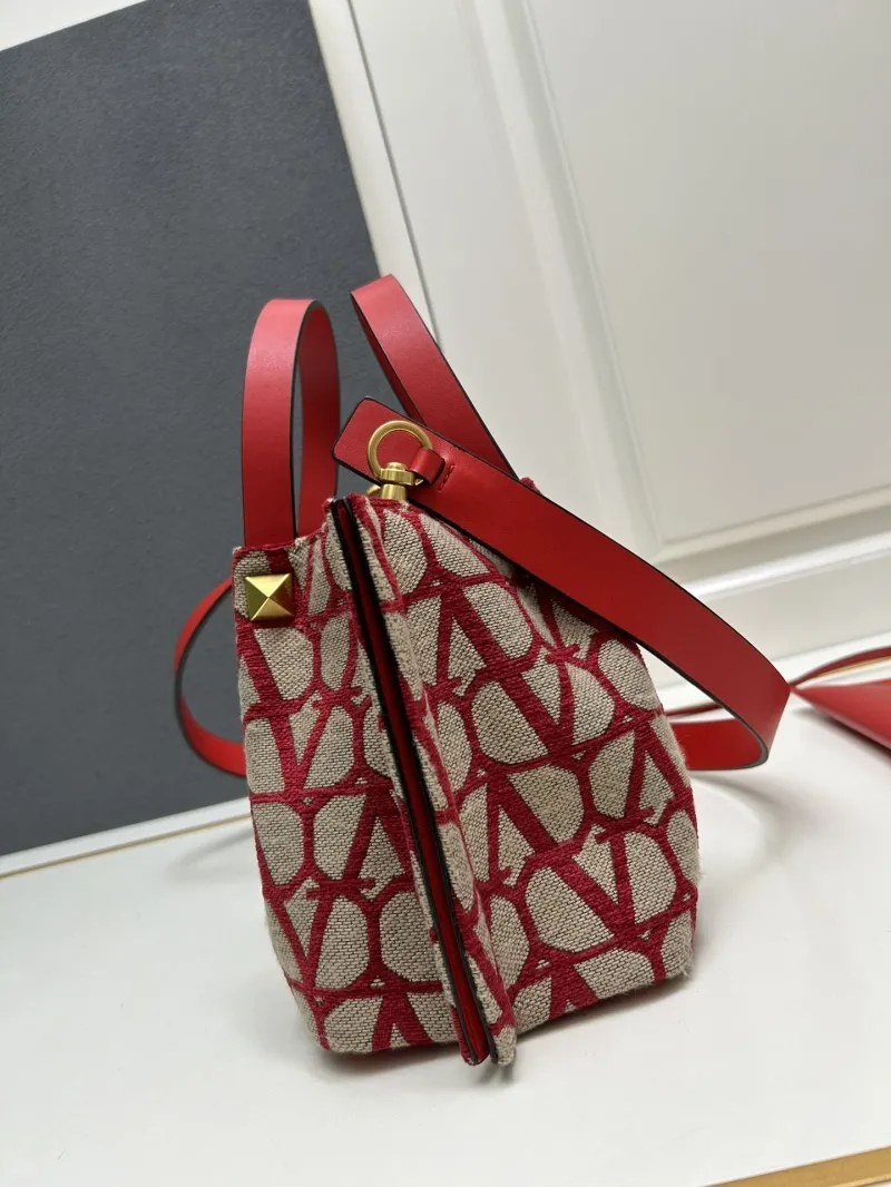 Valentino Small Red Canvas Tote Bag 5039-2 - Image 6